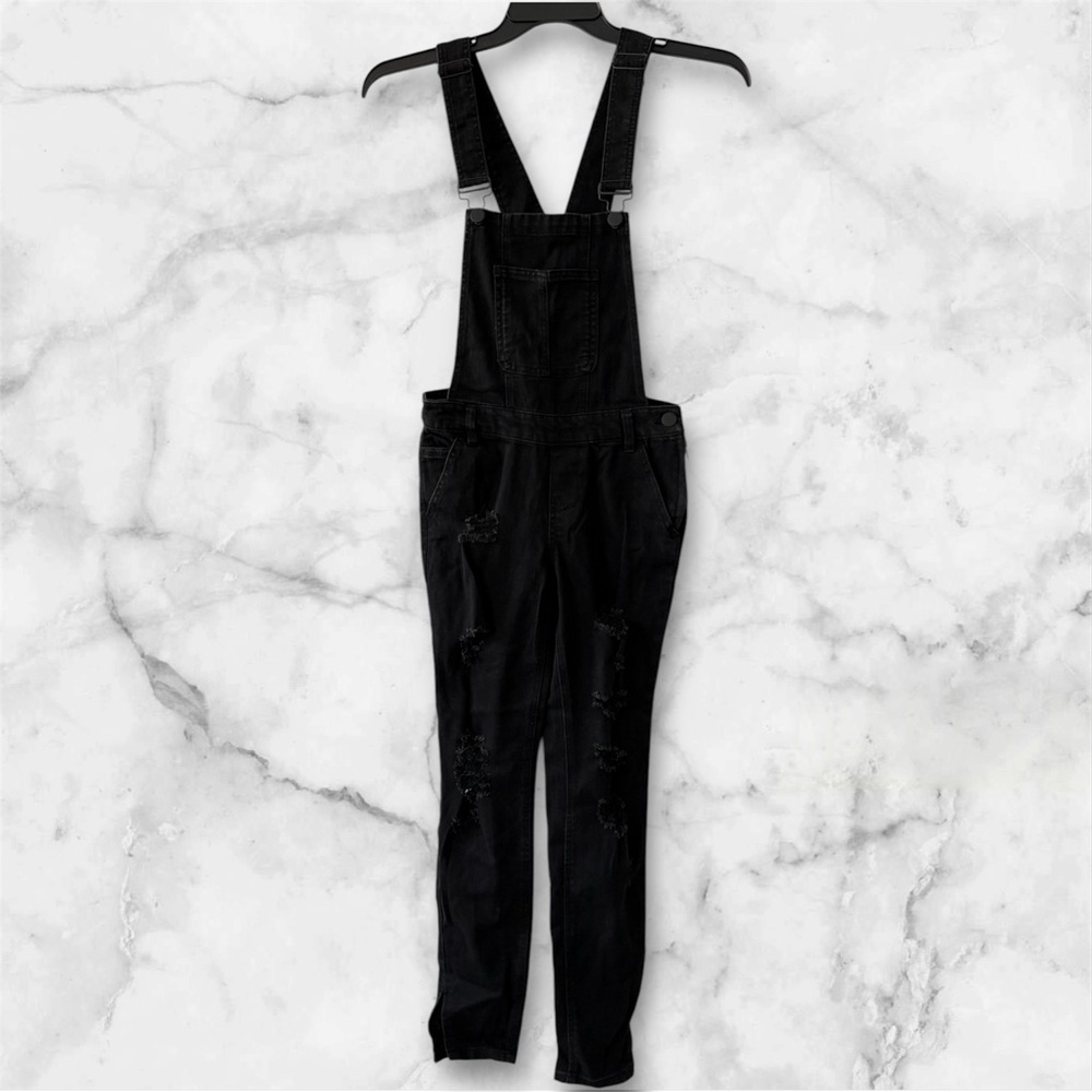 Women's Black Denim Overalls